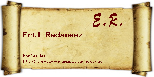 Ertl Radamesz névjegykártya